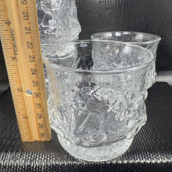 Anchor Hocking Rainflower Old Fashioned Clear Glasses Cups Set 4 BarWare Glasses - Picture 4 of 10